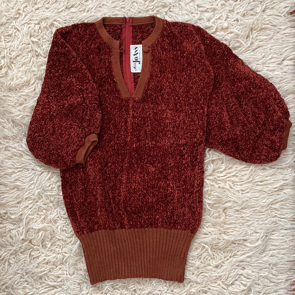 Vintage 1970s Miss Joanne Open Weave Chenille Top- S